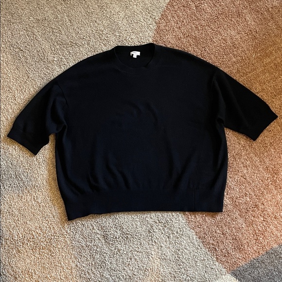 Vince Men's Black Medium Crewneck short-sleeve wool cashmere sweater